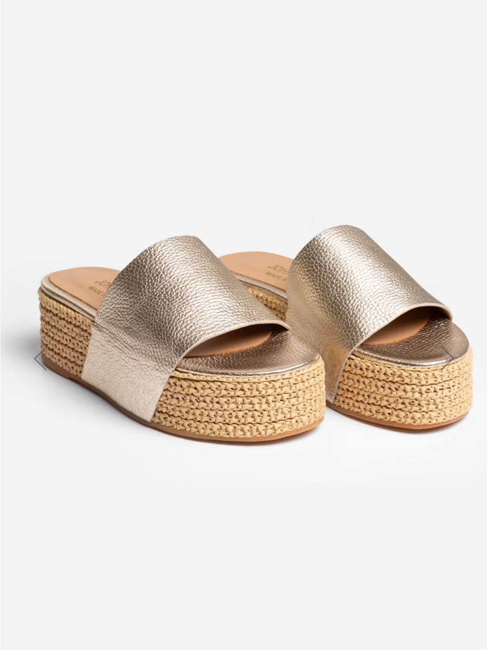 Johnny Was Metallic Gold Platform Slide Sandals